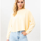 Lefties- Pale Yellow Oversize Cropped Sweatshirt With Slogan
