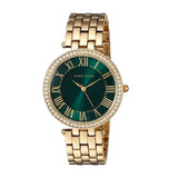 Anne Klein- Womens AK/2230GNGB Swarovski Crystal Accented Gold-Tone Bracelet Watch