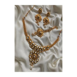 House Of Jewels- Gold Sheesha  Kundan Set  (Necklace, Earrings  and Teeka)