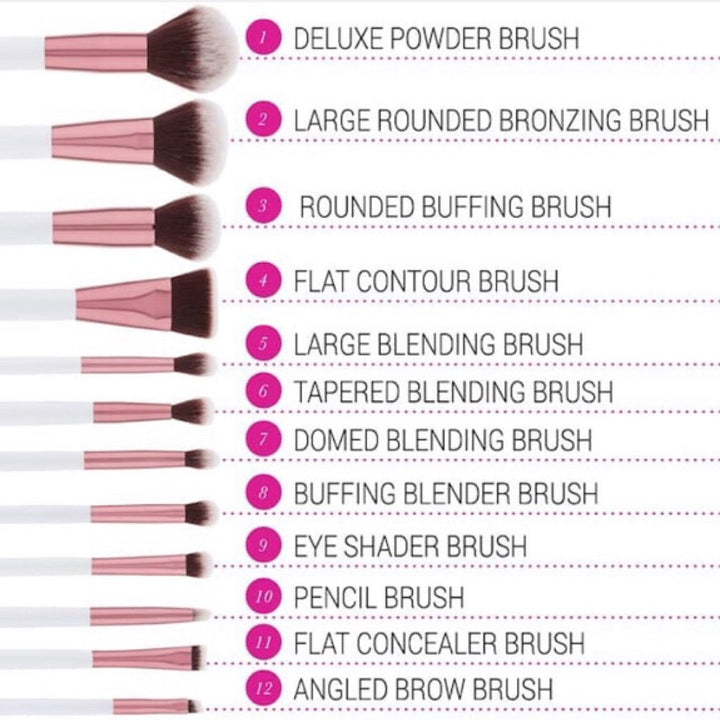 The Original 12 Pcs Professional Make Up Brushes with Pouch