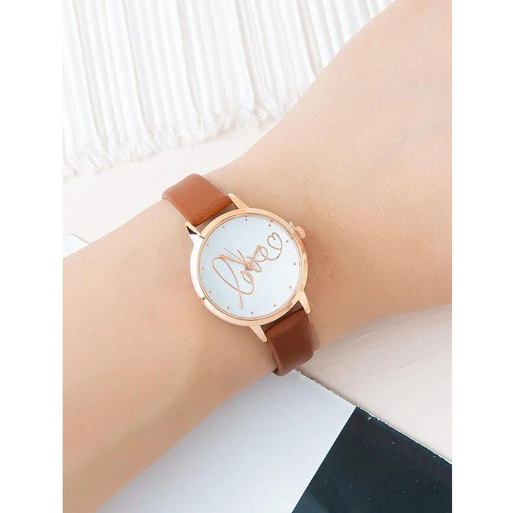 Shein- Letter Graphic Dial Round Pointer Quartz Watch