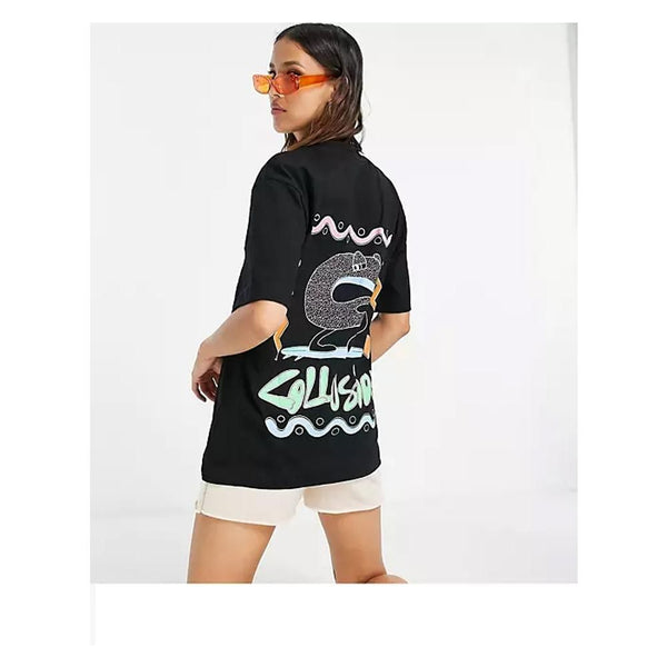 Asos- Collusion 80s C Collusion Oversized T-Shirt In Black