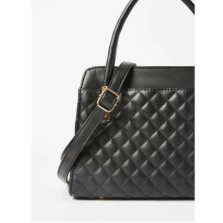 Aila- Quilted Pattern Satchel Bag Black