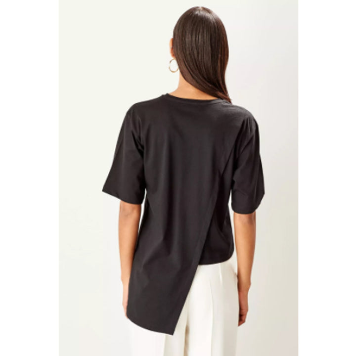 TRENDYOL- Button Down Round Neck Top