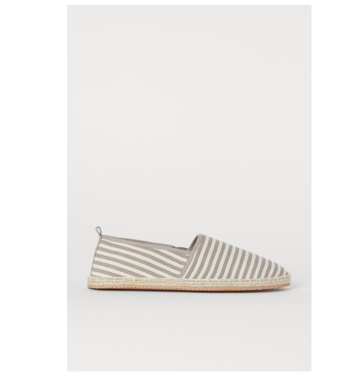 H&M- Natural White/Gray Striped Espadrilles by Bagallery Deals priced at #price# | Bagallery Deals