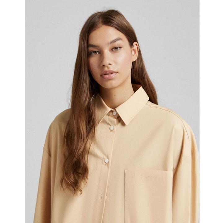 Bershka- Long-Sleeved Oversized Poplin Shirt