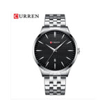 Curren- Stainless Steel Clock Men's Casual Style- 8364- Silver Black