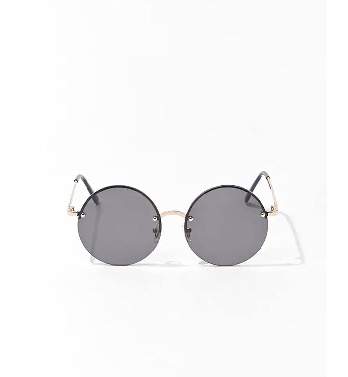 Forever 21- Round Rimless Sunglasses- Gold/Black