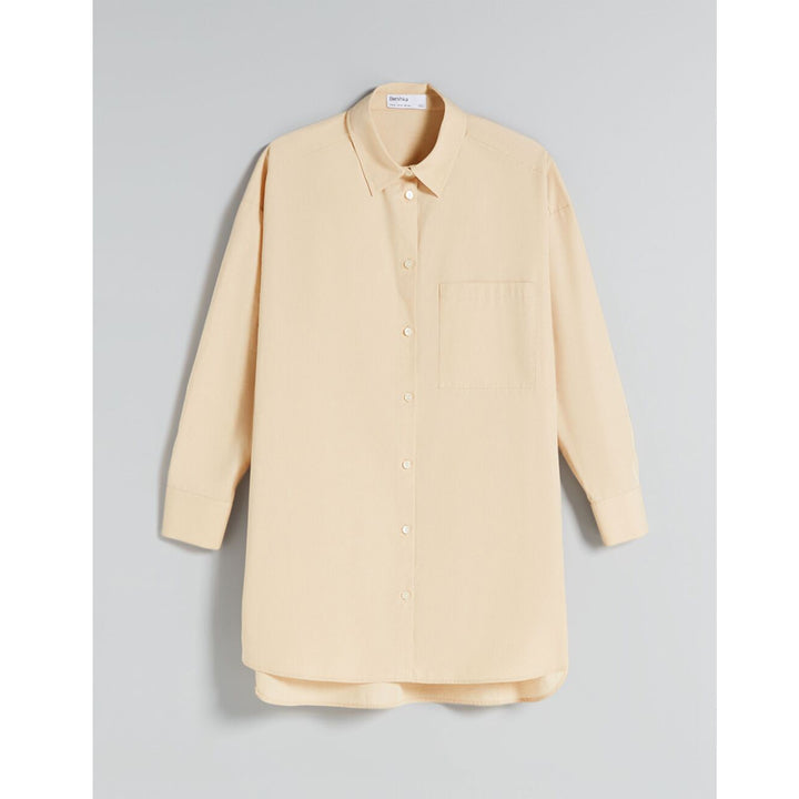 Bershka- Long-Sleeved Oversized Poplin Shirt