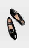 Stradivarius - Faux-patent-finish loafers with buckle