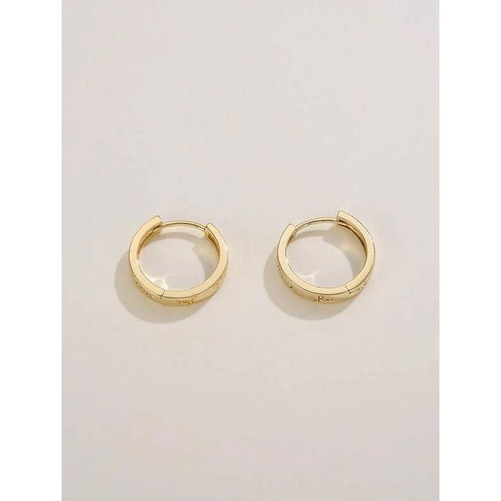 Shein- 14K Gold Plated Letter Detail Hoop Earrings