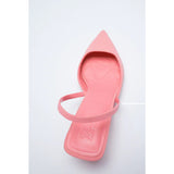 Zara- Slingback Kitten-Heel Shoes- Pink
