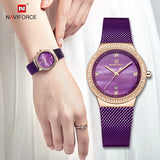 Naviforce - NF5005 Date Function Mesh Analog Ladies Watch - Purple