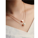 Shein- Faux Pearl And Heart Layered Pendant Necklace