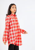 Nine90nine- Oversized Shirt - Red White Buffalo Check