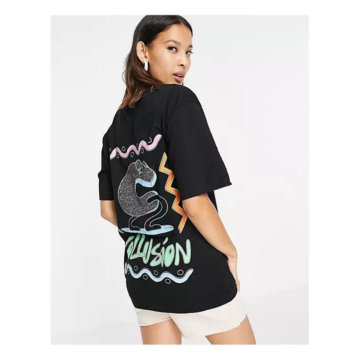 Asos- Collusion 80s C Collusion Oversized T-Shirt In Black