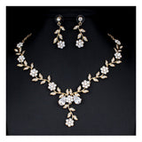 Dama Rusa- Gold & Silver Western Floral Crystal Jewellery Set for Women- TM-ER-17