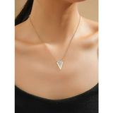 Shein - Rhinestone Triangle Pendant Necklace