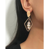 Shein- Faux Pearl Decor Geometric Drop Earrings
