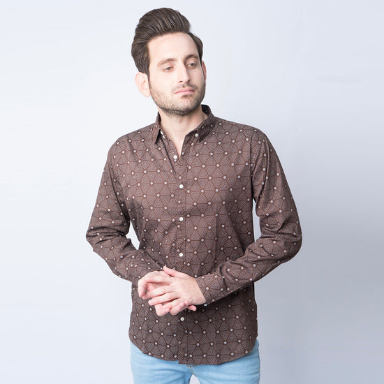 VYBE- Brown and white Casual Shirt