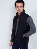 Brumano Black Structured Quilted Sleeveless Jacket