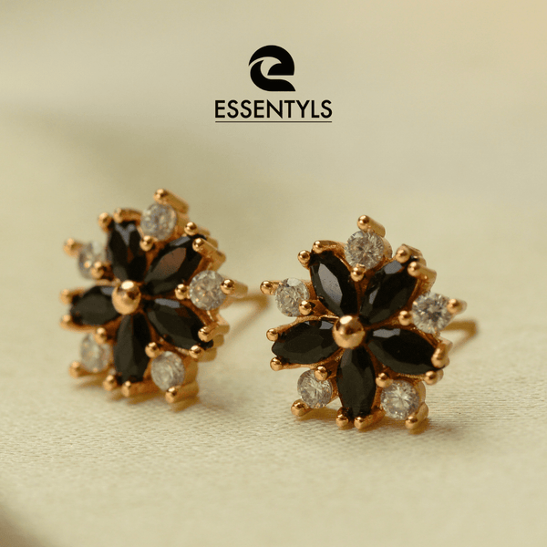 Essentyls-Black and White Flower Studs