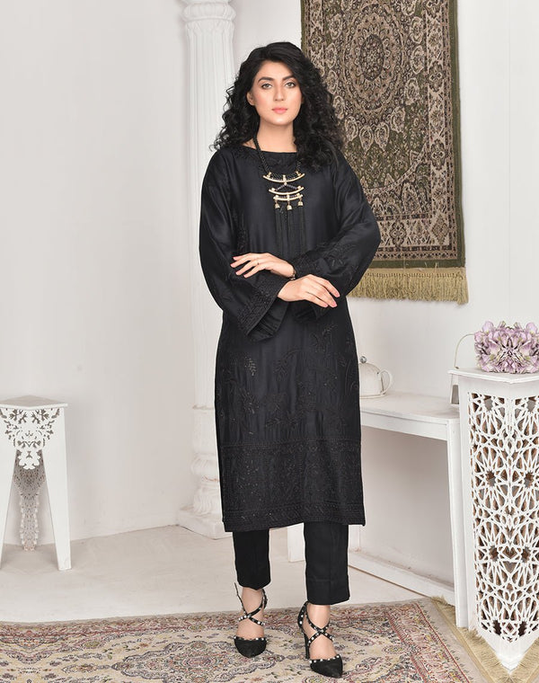 Hemstitch- Black Linen - 2 Piece