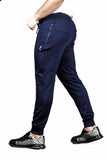 Flush Fashion - Men's Joggers Workout Pants for Gym Running and Bodybuilding Athletic Navy Blue