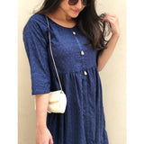 Sowear- Blue Embroidered Dress For Women
