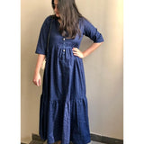Sowear- Blue Embroidered Dress For Women