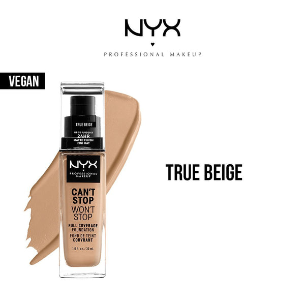 NYX Professional Makeup- Can’t Stop Won’t Stop Full Coverage Foundation – True Beige 30ml