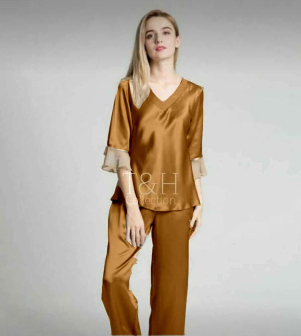 Ayzel- Fancy Sleeves Silk PJ Set