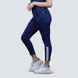 Flush Fashion -Women's Camo Workout Pants, High-Waisted Stretchable Yoga Leggings - Blue