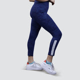 Flush Fashion -Women's Camo Workout Pants, High-Waisted Stretchable Yoga Leggings - Blue