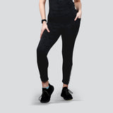 Flush Fashion -Women's Camo Workout Pants, High-Waisted Stretchable Yoga Leggings - Black