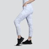 Flush Fashion -Women's Camo Workout Pants, High-Waisted Stretchable Yoga Leggings - White
