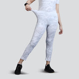 Flush Fashion -Women's Camo Workout Pants, High-Waisted Stretchable Yoga Leggings - White