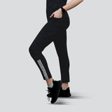 Flush Fashion -Women's Camo Workout Pants, High-Waisted Stretchable Yoga Leggings - Black