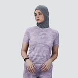 Flush Fashion -Women's Camo Activewear Breathable T-Shirts - Purple