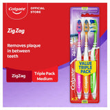 Colgate- Zig Zag Toothbrush - Triple Pack (Medium)