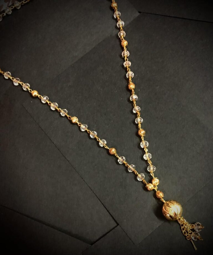 Beri- Crystal & Gold Balls Long Chain