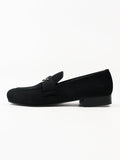 Tauheed Ansari Black Semi Formal Velvet Moccasin Shoes For Men's