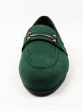 Tauheed Ansari Green Semi Formal Velvet Moccasin Shoes For Men's