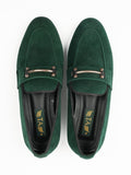 Tauheed Ansari Green Semi Formal Velvet Moccasin Shoes For Men's
