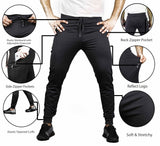 Flush Fashion - Men's Joggers Workout Pants for Gym Running and Bodybuilding Athletic Black
