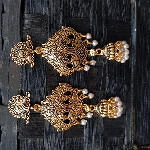 Raviiga- Peacock Antique Jhumka Earrings