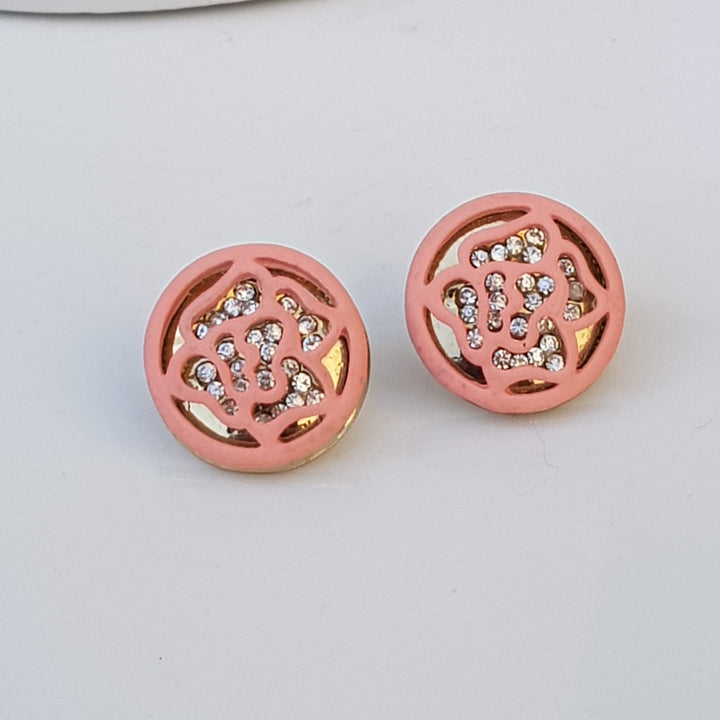 Raviiga- Pink Cutwork Stone Studs