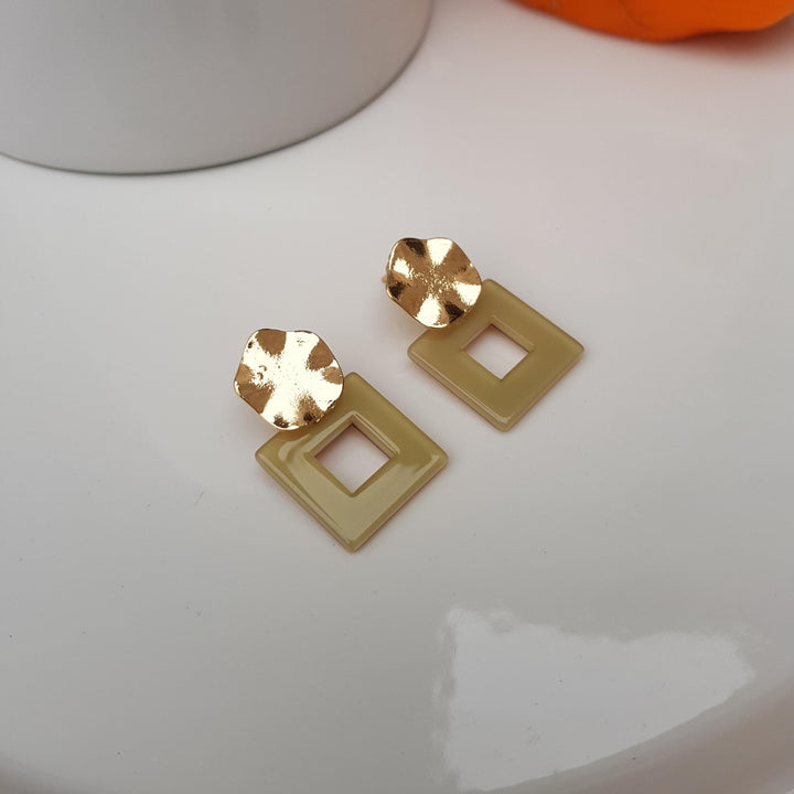 Raviiga- Acrylic Square Green Earrings