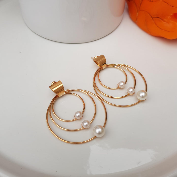 Raviiga- Multi Hoop Pearled Earrings