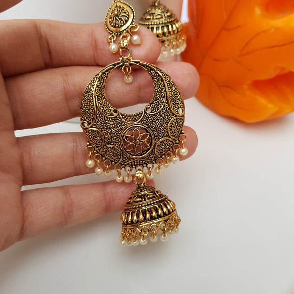 Raviiga- Golden Bell Jhumka Earrings